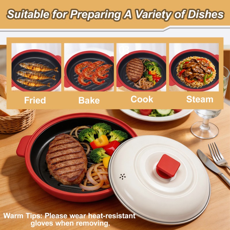Non-stick coating microwave grill pot - dishwasher safe