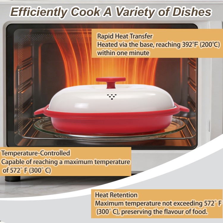 large microwave grill pot with oval shape and cool-touch handles