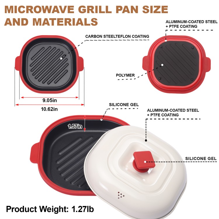 non-stick coating interior of microwave grill multi-pot for easy cleaning