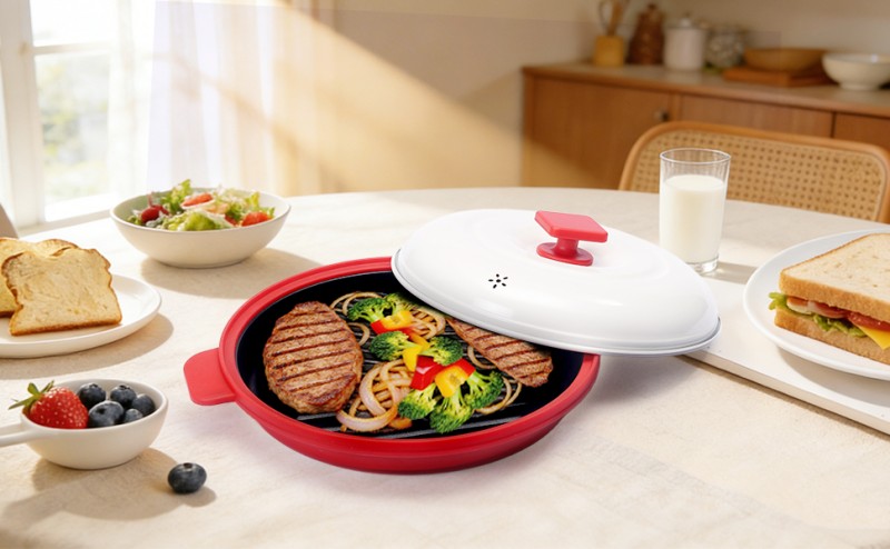 HeMaSe Microwave Grill Multi-Pot Bottom View - Integrated Heat Conduction System for Stable Temperature Control Grilling