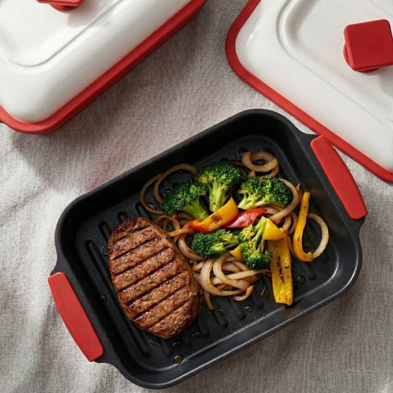 Mikrohullámú, többfunkciós grill edény steak sütéshez