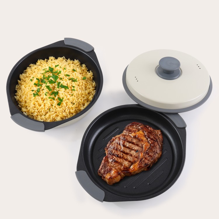 Mikrohullámú grill többedényes alacsony olajtartalmú főzéshez és ételkészítéshez