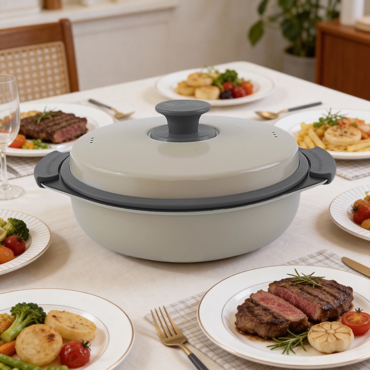 Mikrohullámú grill többedényes alacsony olajtartalmú főzéshez és ételkészítéshez